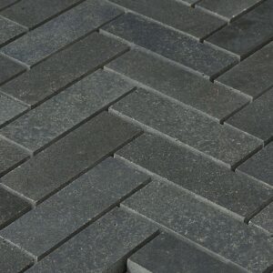 Vulcan Black Basalt 1" x 3" Herringbone Honed Mosaic - Image 5