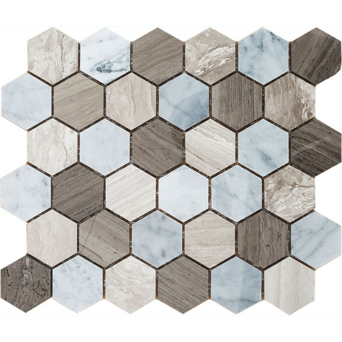 2" x 2" Honeycomb Mixed Marble Polished Mosaic Tile