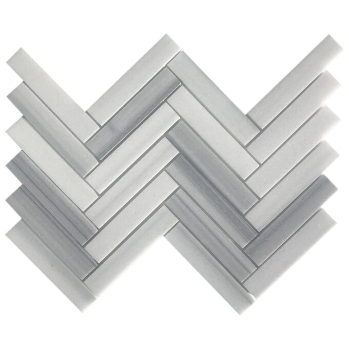 Arctic Silver Marble 1.25" x 6" Insignia Polished Mosaic Tile