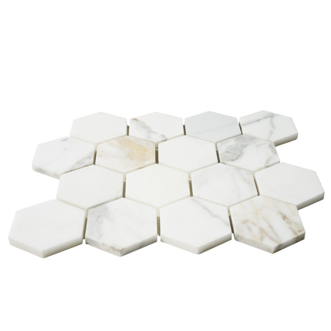 Calacatta Marble 3" x 3" Honeycomb Honed Mosaic Tile - Image 2