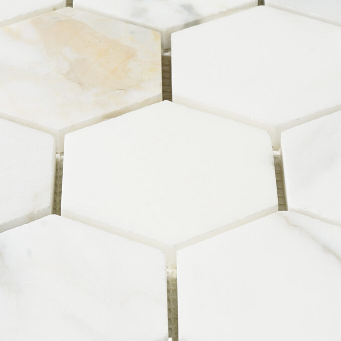 Calacatta Marble 3" x 3" Honeycomb Honed Mosaic Tile - Image 5