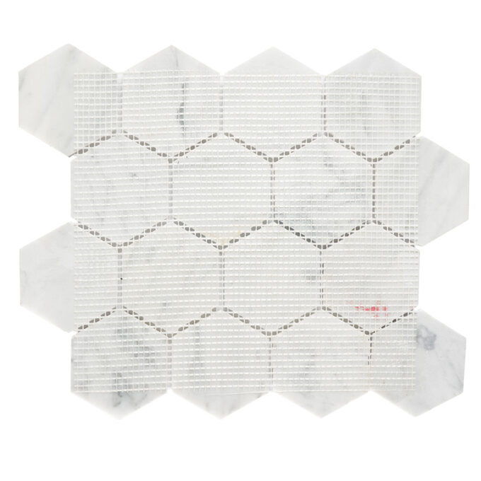 Calacatta Marble 3" x 3" Honeycomb Honed Mosaic Tile - Image 6