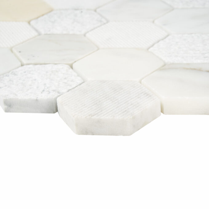 Calacatta Marble 2" x 2" Honeycomb Textured Mosaic Tile - Image 4