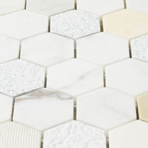 Calacatta Marble 2" x 2" Honeycomb Textured Mosaic Tile - Image 5