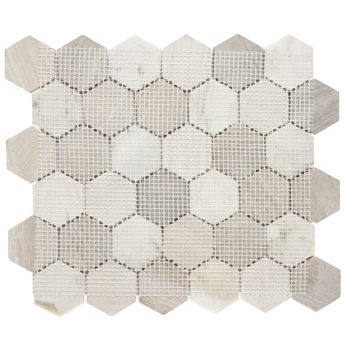 Calacatta Marble 2" x 2" Honeycomb Textured Mosaic Tile - Image 6