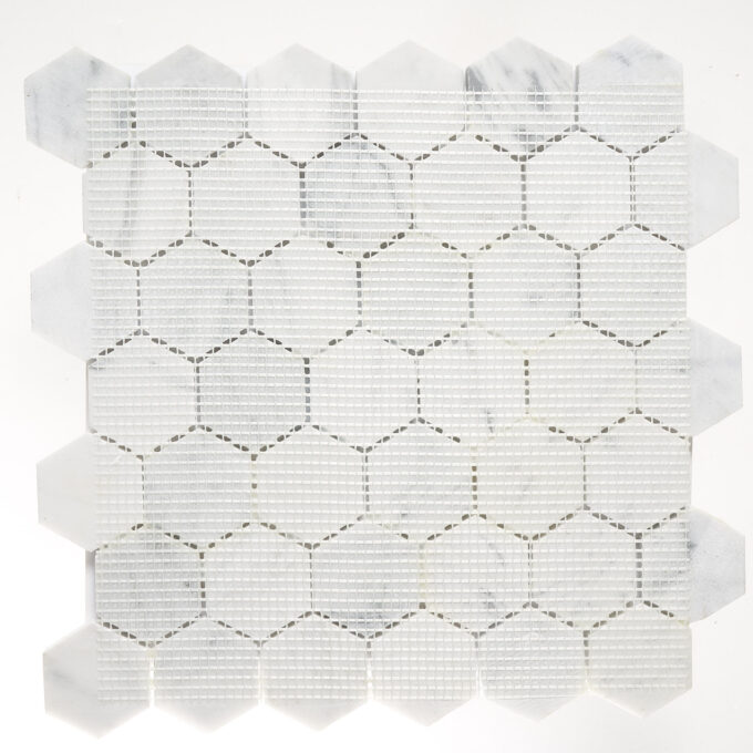 Carrara Marble 2" x 2" Honeycomb Textured Mosaic Tile - Image 6