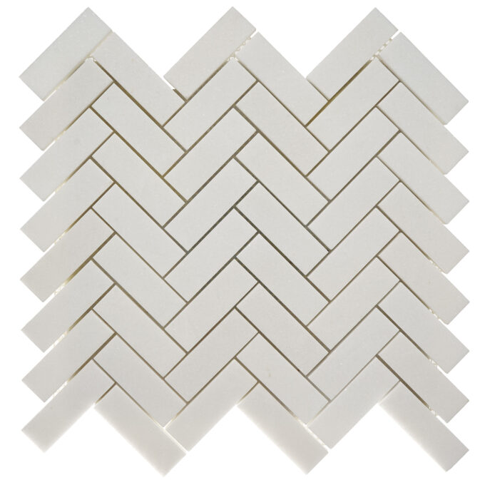 Thassos Marble 1" x 3" Heeringbone Polished Mosaic Tile