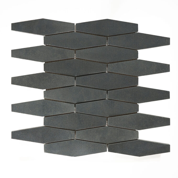 Vulcan Black Clipped Diamond Honed Mosaic Tile