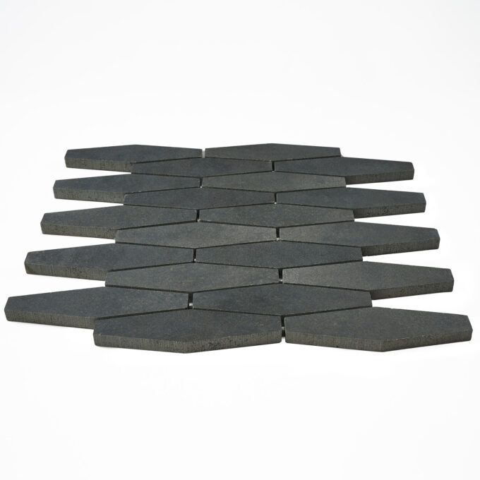 Vulcan Black Clipped Diamond Honed Mosaic Tile - Image 2