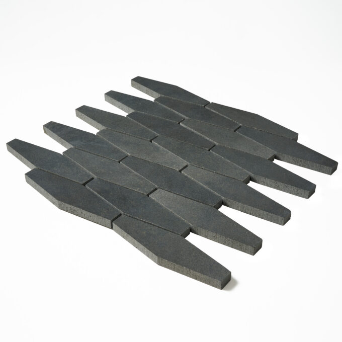 Vulcan Black Clipped Diamond Honed Mosaic Tile - Image 3