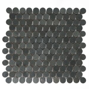 Vulcan Black Penny Round Honed Mosaic Tile