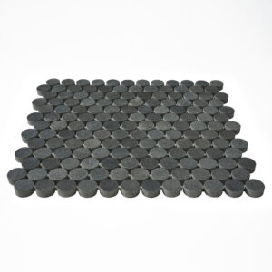 Vulcan Black Penny Round Honed Mosaic Tile - Image 3