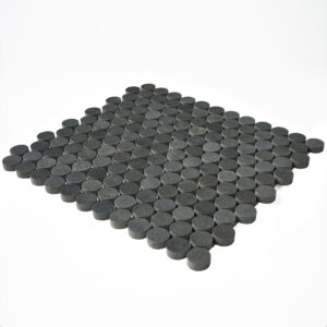 Vulcan Black Penny Round Honed Mosaic Tile - Image 4