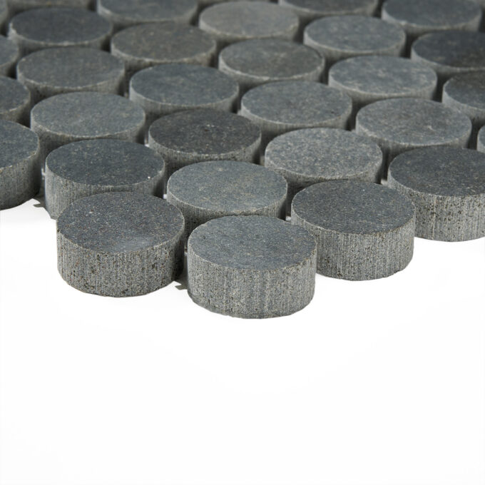 Vulcan Black Penny Round Honed Mosaic Tile - Image 5