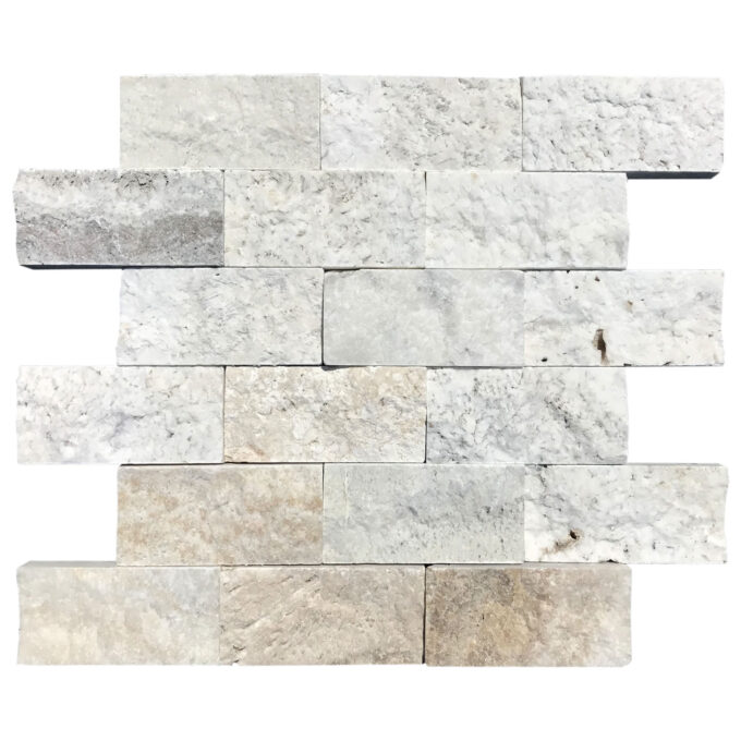Parkside Travertine 2" x 4" Split Face Mosaic Tile