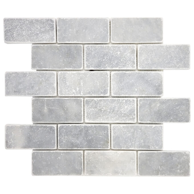 Polar Gray Marble 2" x 4" Tumbled Mosaic Tile
