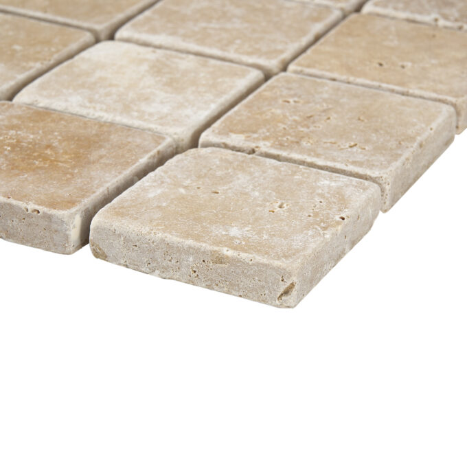 Tuscany Brown Travertine 2" x 2" Tumbled Mosaic Tile - Image 4