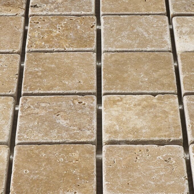 Tuscany Brown Travertine 2" x 2" Tumbled Mosaic Tile - Image 5
