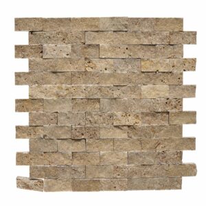 Tuscany Brown Travertine 1" x 2" Split Face Mosaic Tile