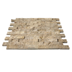 Tuscany Brown Travertine 1" x 2" Split Face Mosaic Tile - Image 2