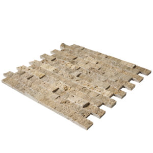 Tuscany Brown Travertine 1" x 2" Split Face Mosaic Tile - Image 3