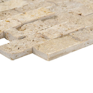 Tuscany Brown Travertine 1" x 2" Split Face Mosaic Tile - Image 4