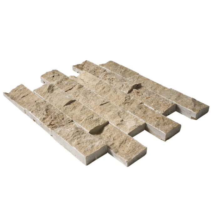 Tuscany Brown Travertine 2" x 4" Split Face Mosaic Tile - Image 4