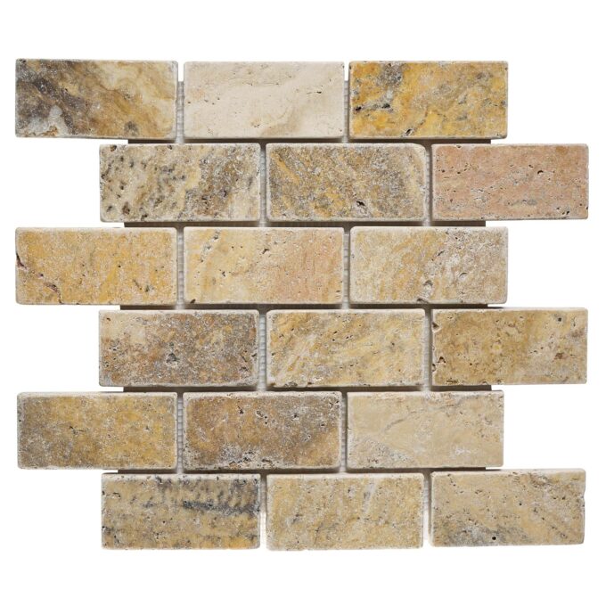Rustic Desert Travertine 2" x 4" Tumbled Mosaic Tile