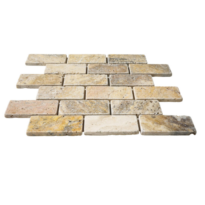 Rustic Desert Travertine 2" x 4" Tumbled Mosaic Tile - Image 2