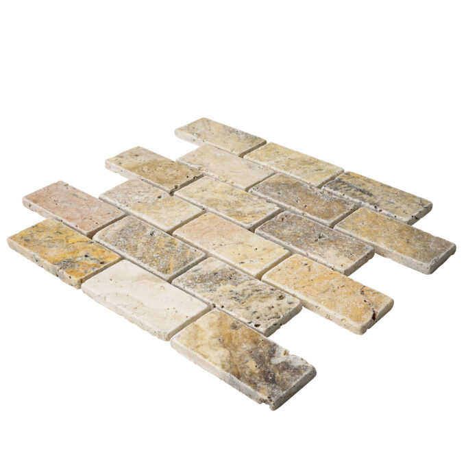 Rustic Desert Travertine 2" x 4" Tumbled Mosaic Tile - Image 3