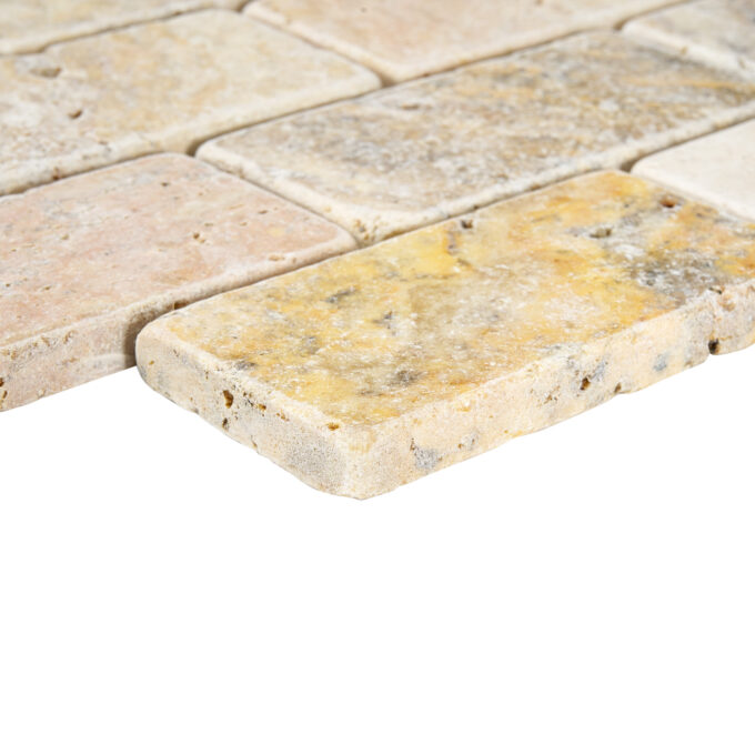 Rustic Desert Travertine 2" x 4" Tumbled Mosaic Tile - Image 4