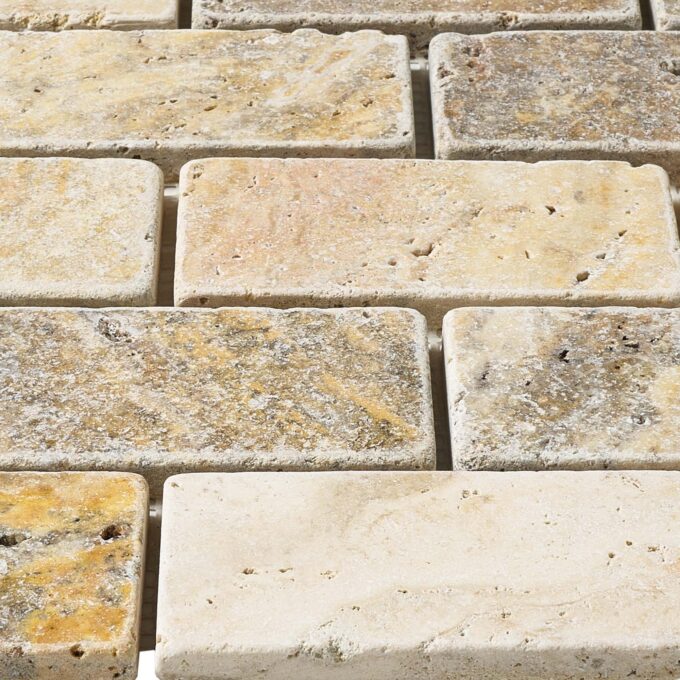 Rustic Desert Travertine 2" x 4" Tumbled Mosaic Tile - Image 5