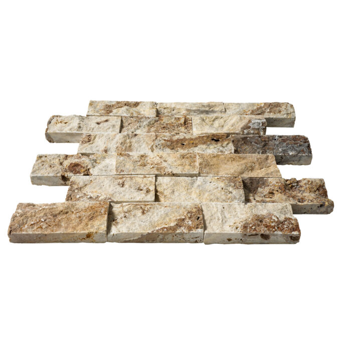 Rustic Desert Travertine 2" x 4" Split Face Mosaic Tile - Image 2