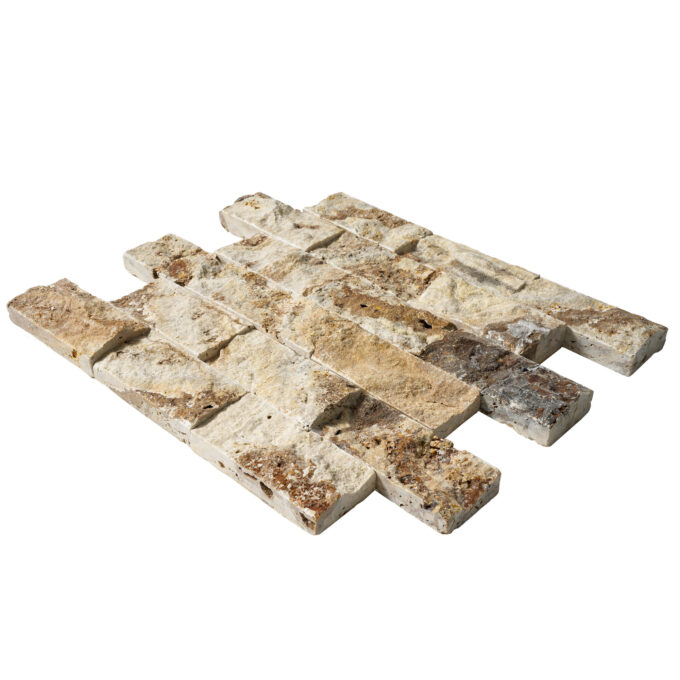 Rustic Desert Travertine 2" x 4" Split Face Mosaic Tile - Image 3