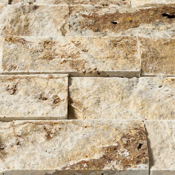 Rustic Desert Travertine 2" x 4" Split Face Mosaic Tile - Image 5