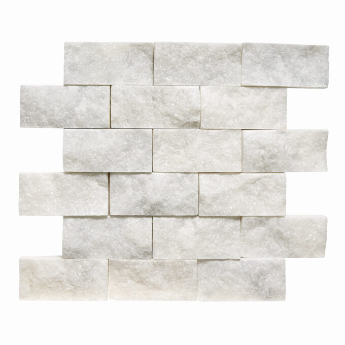 Pale Gray Marble 2" x 4" Split Face Mosaic Tile