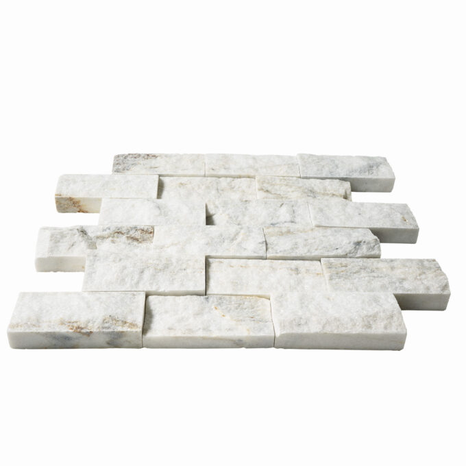 Pale Gray Marble 2" x 4" Split Face Mosaic Tile - Image 2