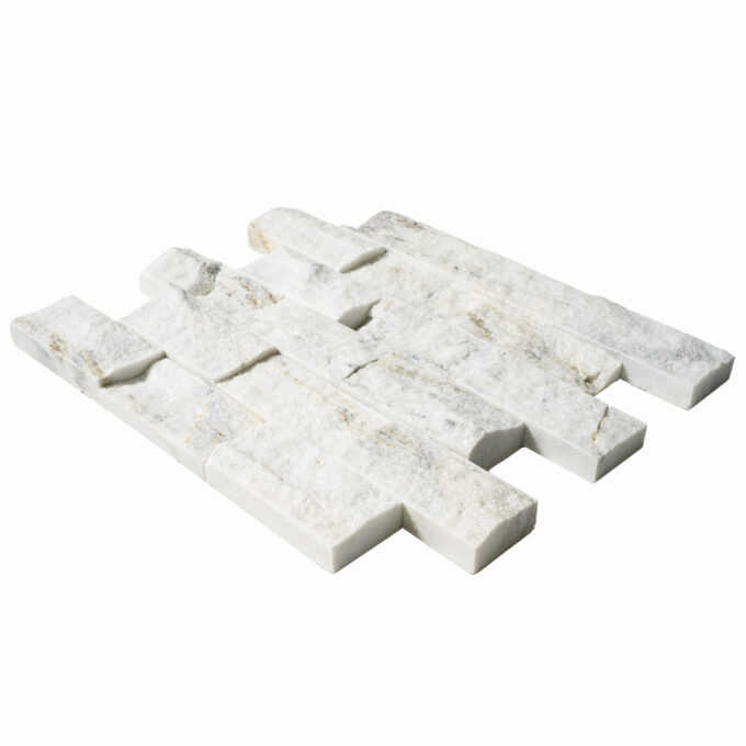 Pale Gray Marble 2" x 4" Split Face Mosaic Tile - Image 3