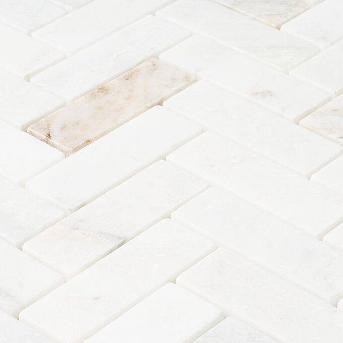 Royal Umbra Marble 1" x 3" Herringbone Polished Mosaic Tile - Image 2