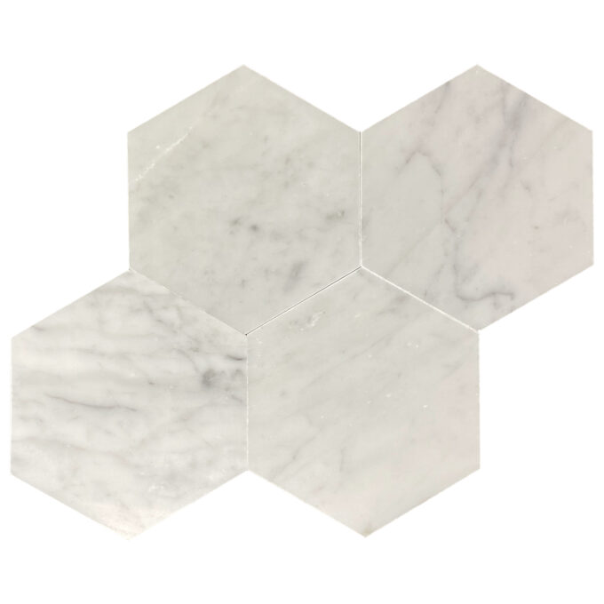 Carrara Marble 6 inch Honeycomb Hexagon Honed Tile