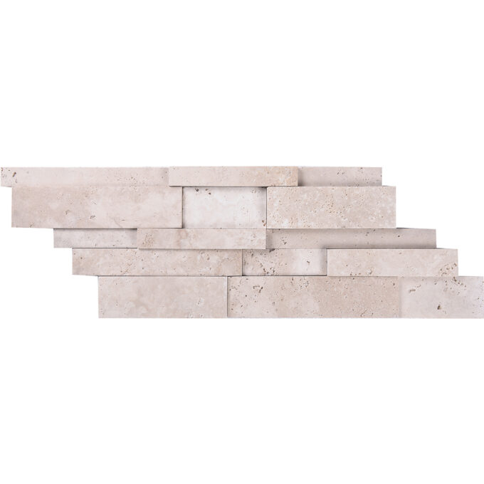 Ivory Travertine Unfilled and Honed Ledger Mosaic Tile