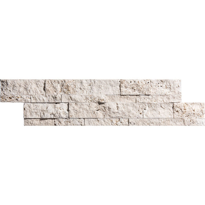 Ivory Travertine 6" x 24" Split Face Ledger Corner