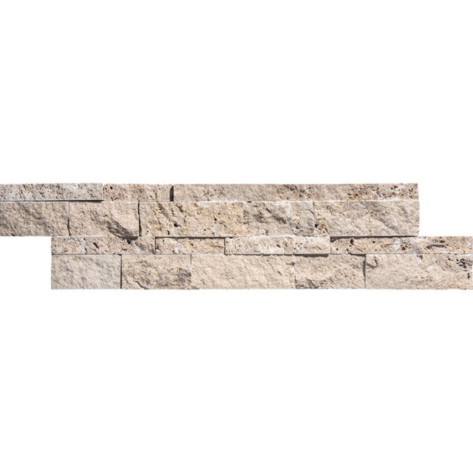 Tuscany Brown Travertine 6" x 24" Split Face Ledger Corner